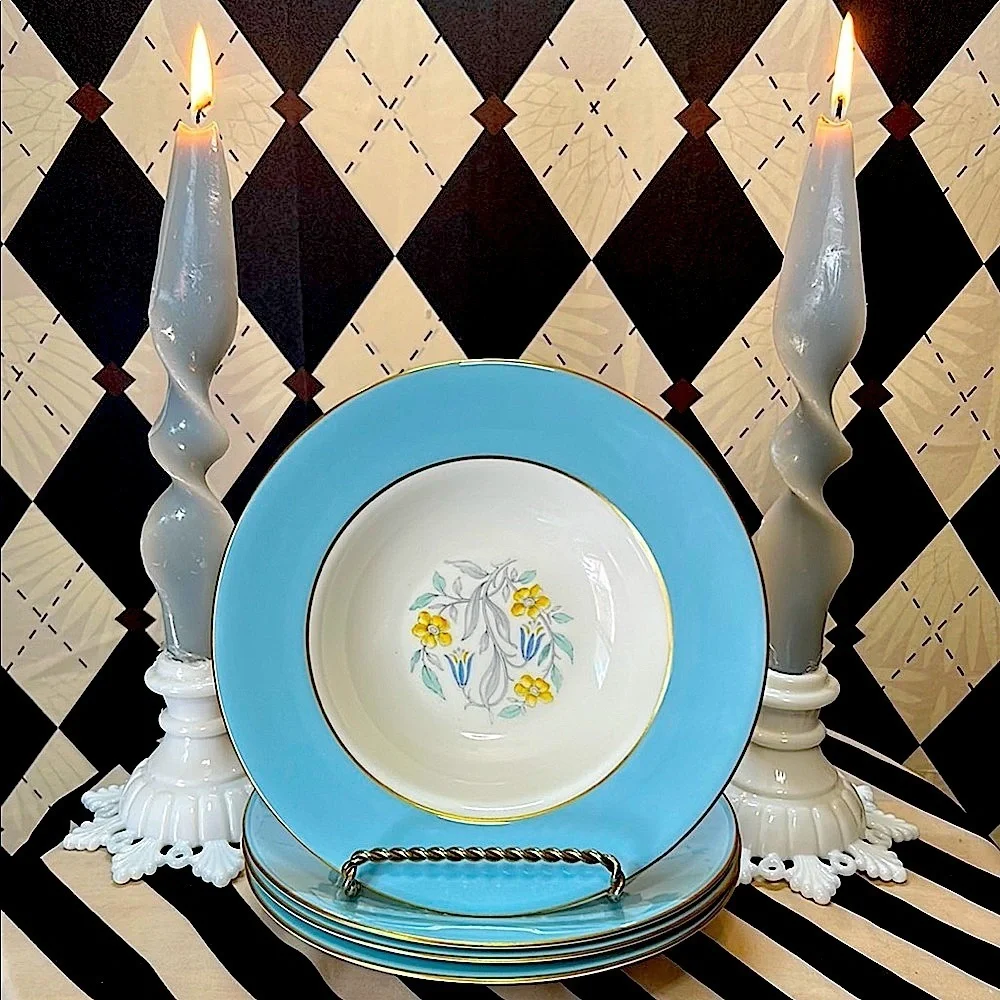 Vintage Royal‎ Doulton Barclay 4908 Salad Plates – Deep Dish Wide Rim| Set/4| 8”